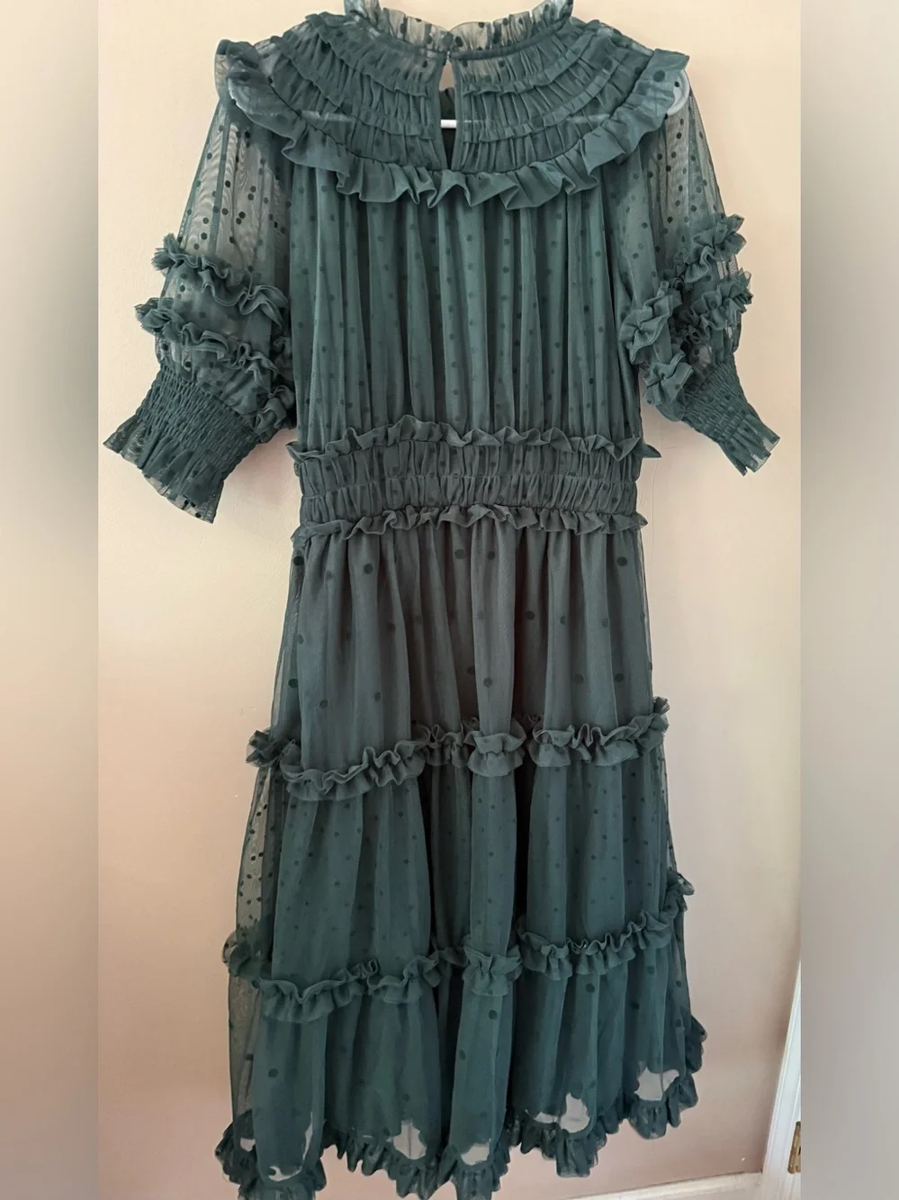 Boden polka dot tulle midi dress size 10P NWT D0361 green
